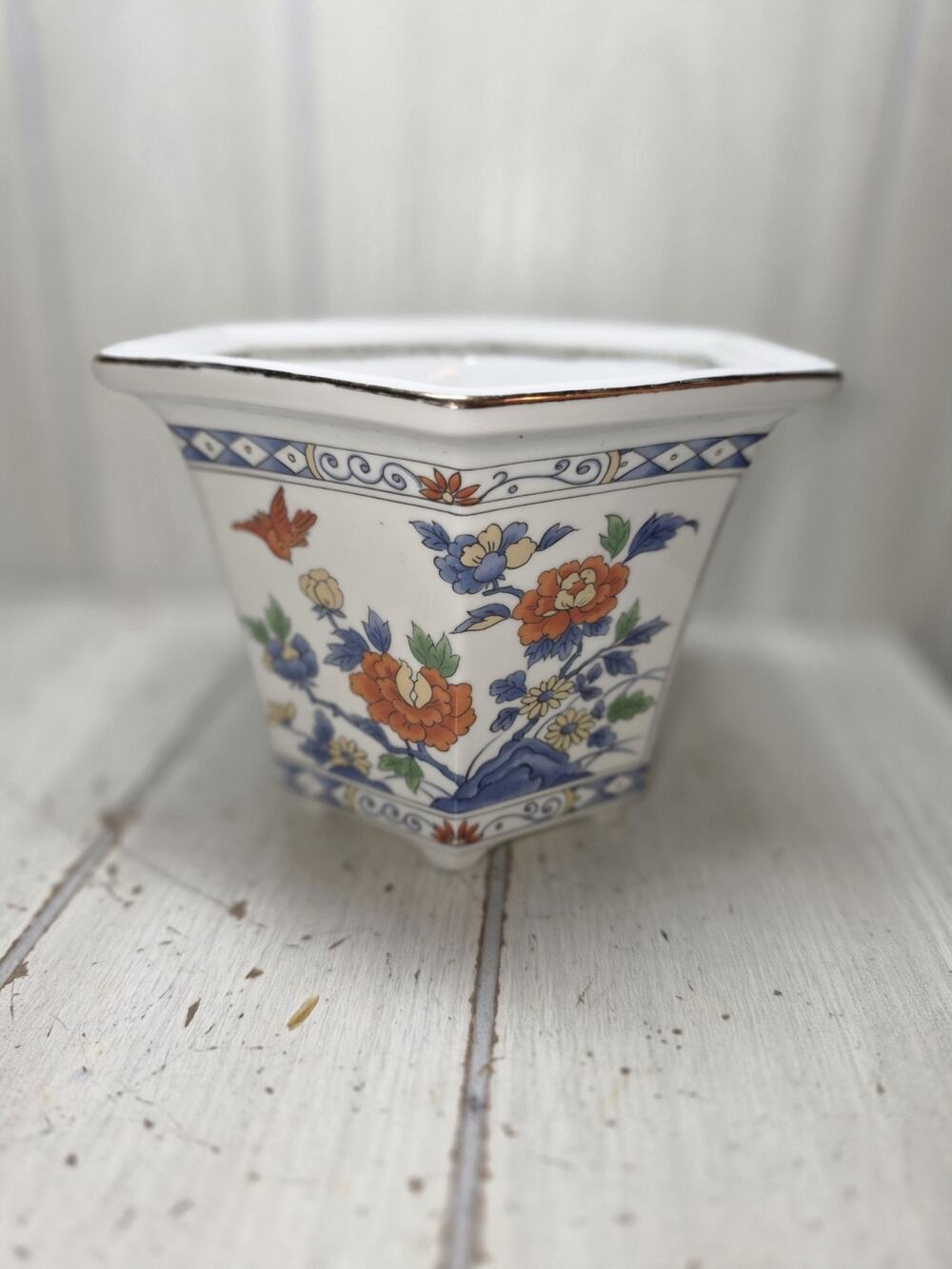 Vintage Flower Pot Floral Takahashi Fantasy Japan Vessel Gardening Plant French